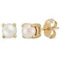 14K Yellow Gold Pearl Stud Earrings