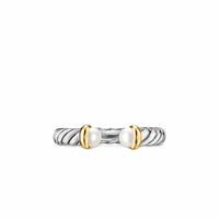 Petite Cable Open Ring Sterling Silver with 14K Yellow Gold and Pearls, 3.4mm