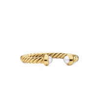 Micro Cablespira® Flex Open Ring 18K Yellow Gold with Pearls, 2.5mm