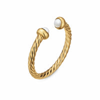 Micro Cablespira® Flex Open Ring 18K Yellow Gold with Pearls, 2.5mm
