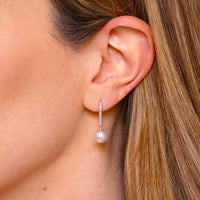 Mikimoto 18K White Gold Akoya Cultured Pearl Lever Back Earrings