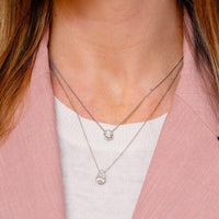 18K White Gold Pear Shaped Diamond Pendant Necklace