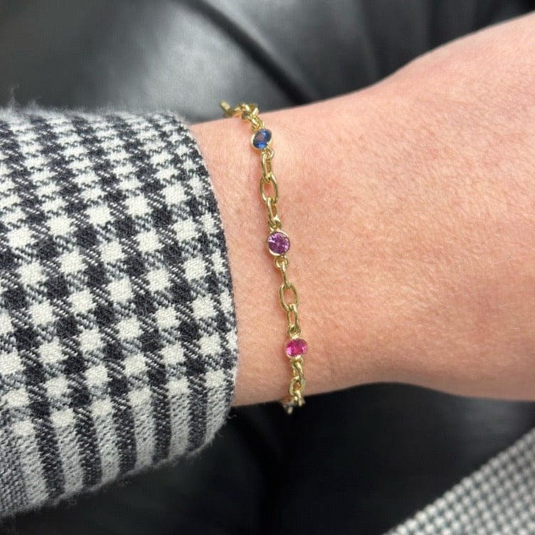 18K Yellow Gold Multi-Color Sapphire Pride Bracelet