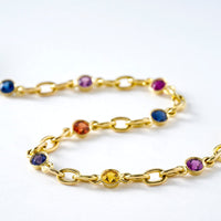 18K Yellow Gold Multi-Color Sapphire Pride Bracelet
