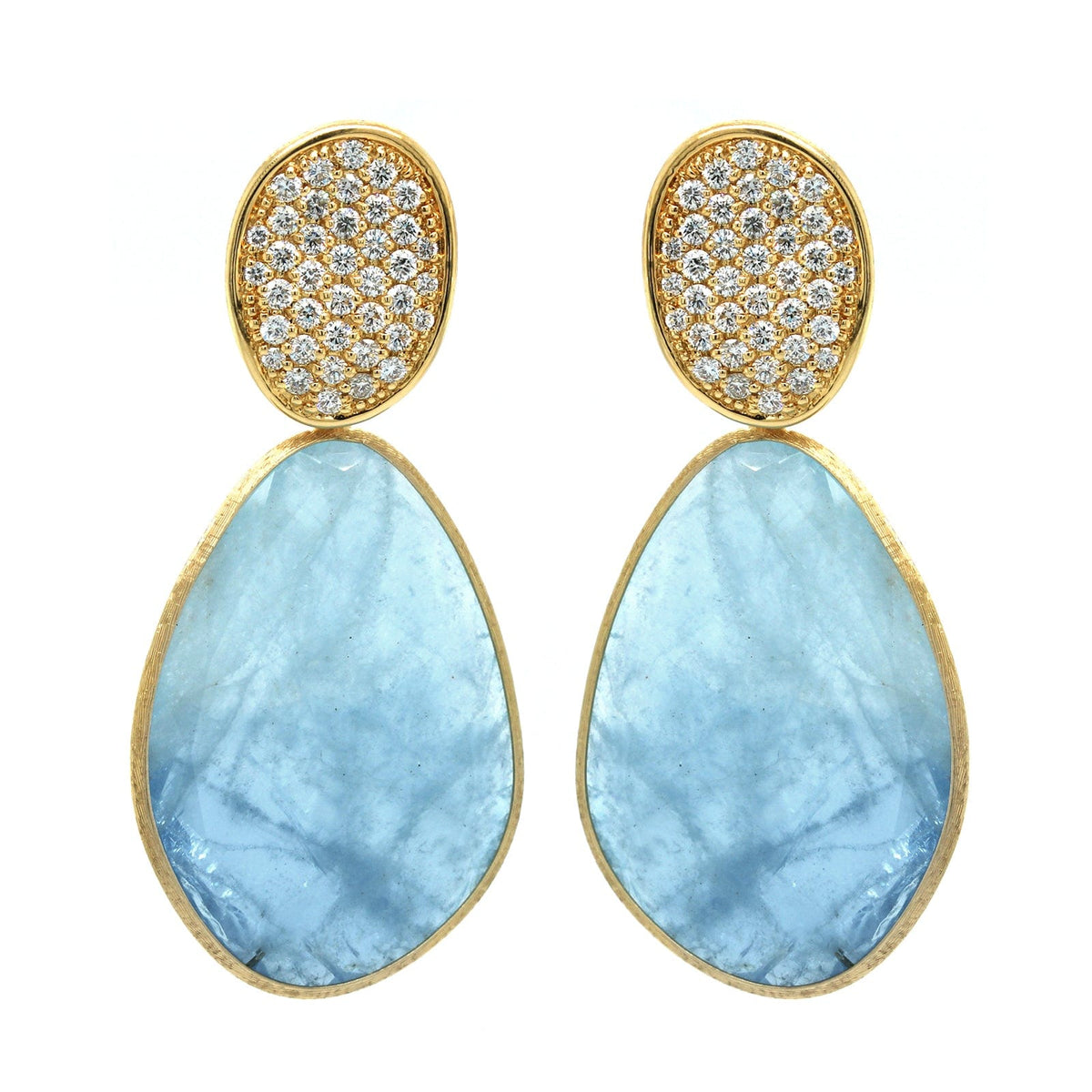 Marco Bicego Pezzi Unici 18K Yellow Gold Aquamarine and Diamond Drop Earrings