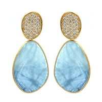 Marco Bicego Pezzi Unici 18K Yellow Gold Aquamarine and Diamond Drop Earrings