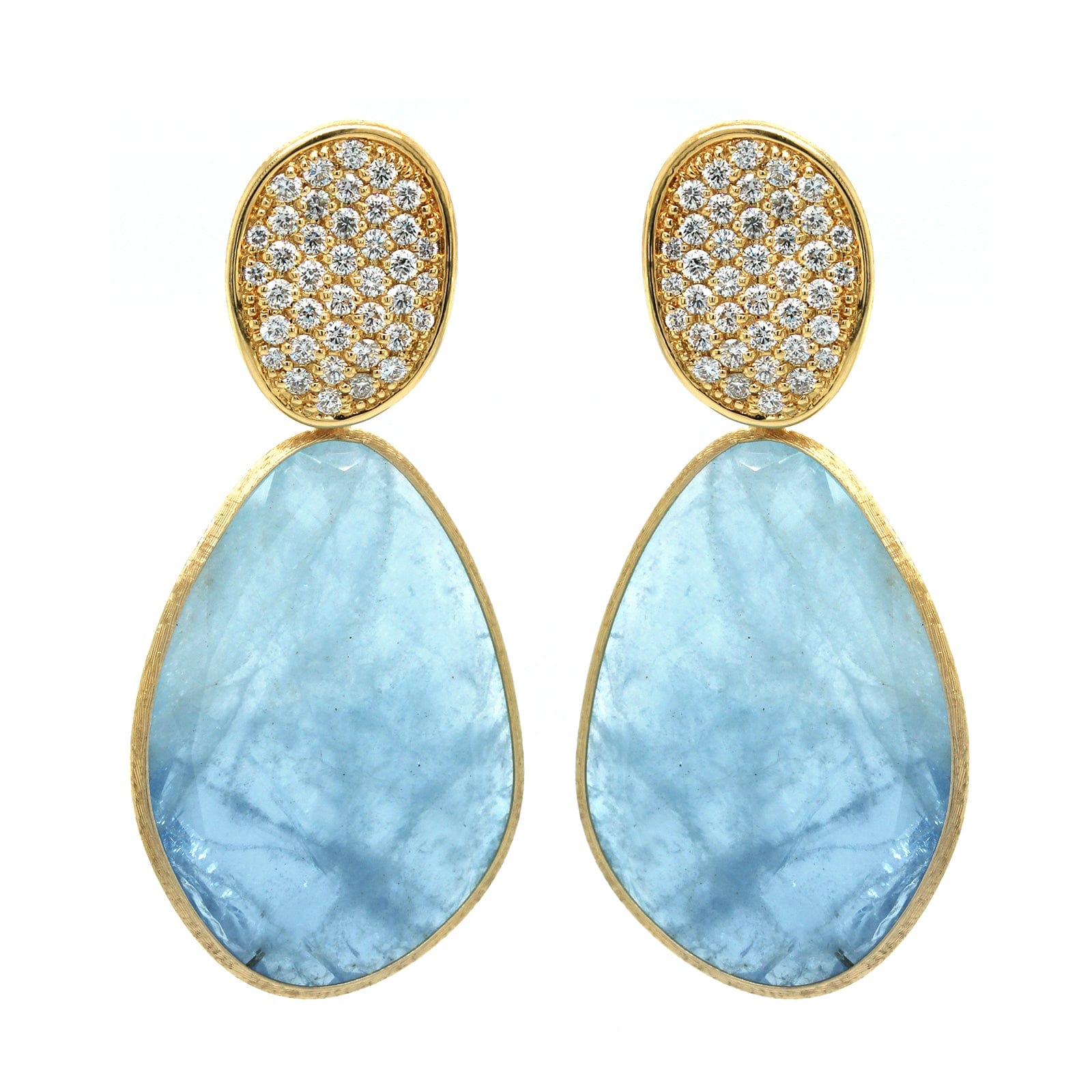 Marco Bicego Pezzi Unici 18K Yellow Gold Aquamarine and Diamond Drop Earrings