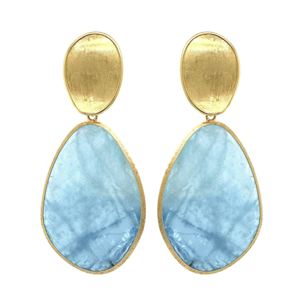 Marco Bicego Pezzi Unici 18K Yellow Gold Aquamarine and Diamond Drop Earrings