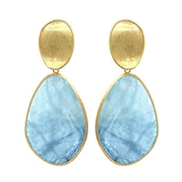 Marco Bicego Pezzi Unici 18K Yellow Gold Aquamarine and Diamond Drop Earrings