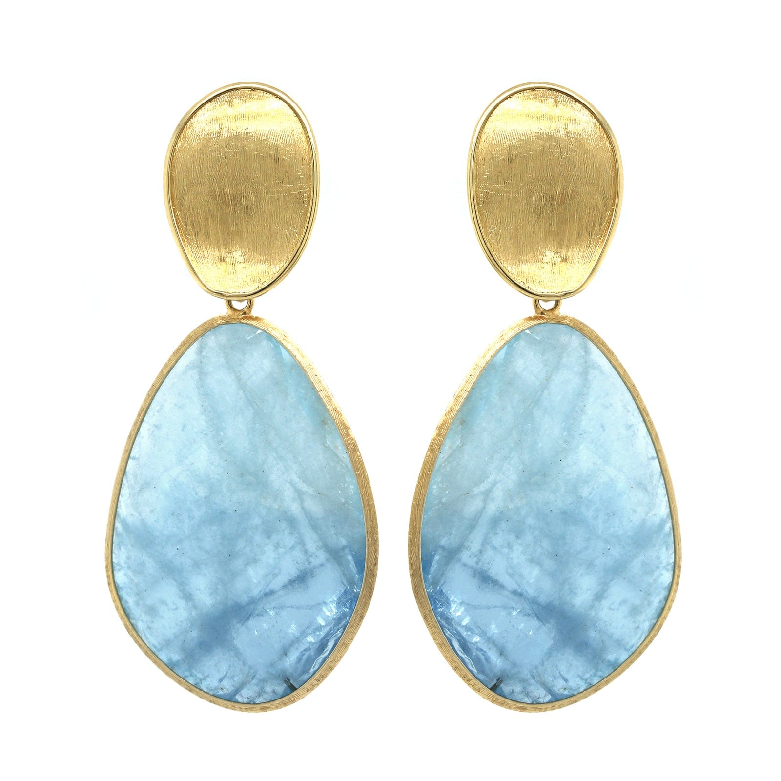 Marco Bicego Pezzi Unici 18K Yellow Gold Aquamarine and Diamond Drop Earrings