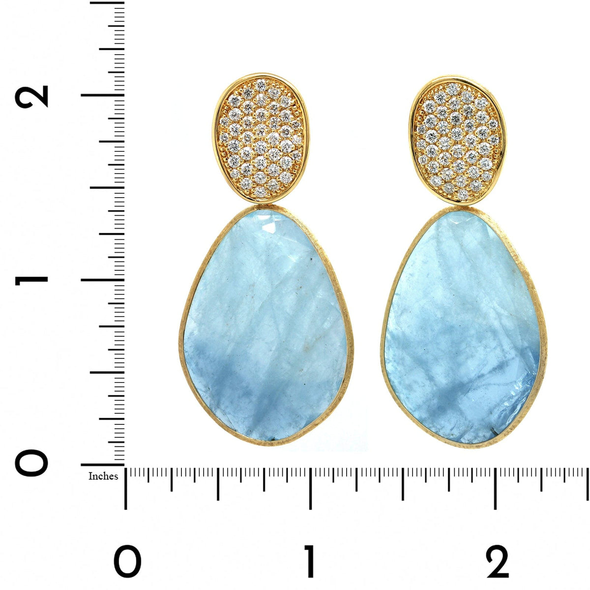 Marco Bicego Pezzi Unici 18K Yellow Gold Aquamarine and Diamond Drop Earrings
