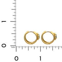 Suzy Landa 18K Yellow Gold Oval Aquamarine and Diamond Huggie Earrings