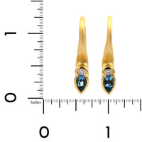 Suzy Landa 18K Yellow Gold Aquamarine and Diamond Saxophone Drop Earrings