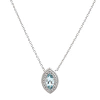 14K White Gold Marquise Aquamarine Pendant Necklace