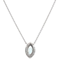 14K White Gold Marquise Aquamarine Pendant Necklace