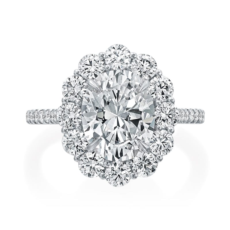 Platinum Oval Halo Engagement Ring Setting
