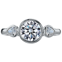 18K Rose Gold Three Stone Engagement Ring Setting