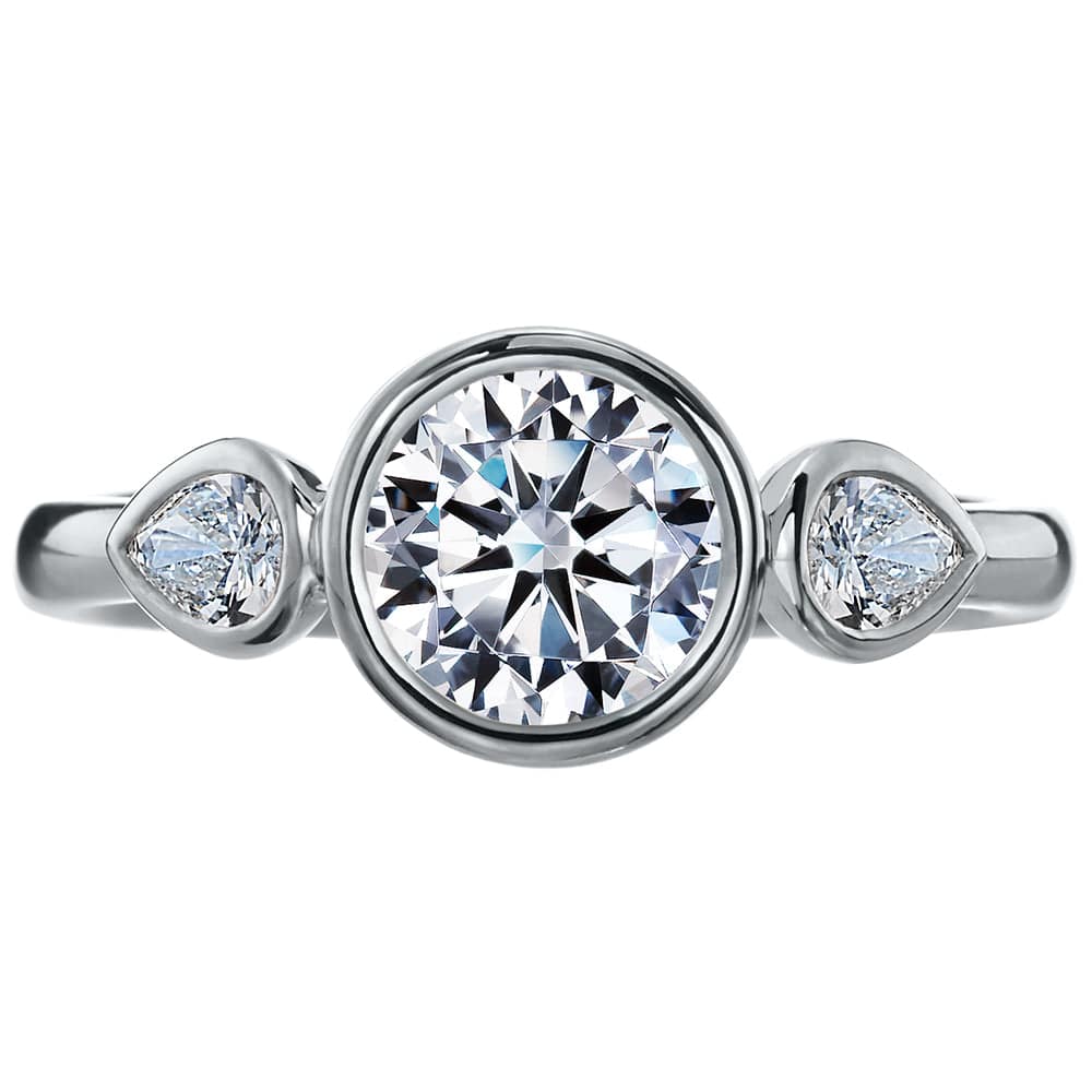 18K Rose Gold Three Stone Engagement Ring Setting