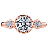 18K Rose Gold Three Stone Engagement Ring Setting