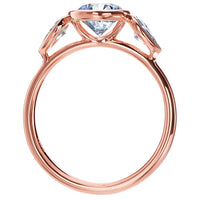 18K Rose Gold Three Stone Engagement Ring Setting