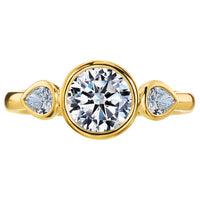 18K Rose Gold Three Stone Engagement Ring Setting