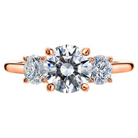 18K Yellow Gold 3 Stone Engagement Ring Setting