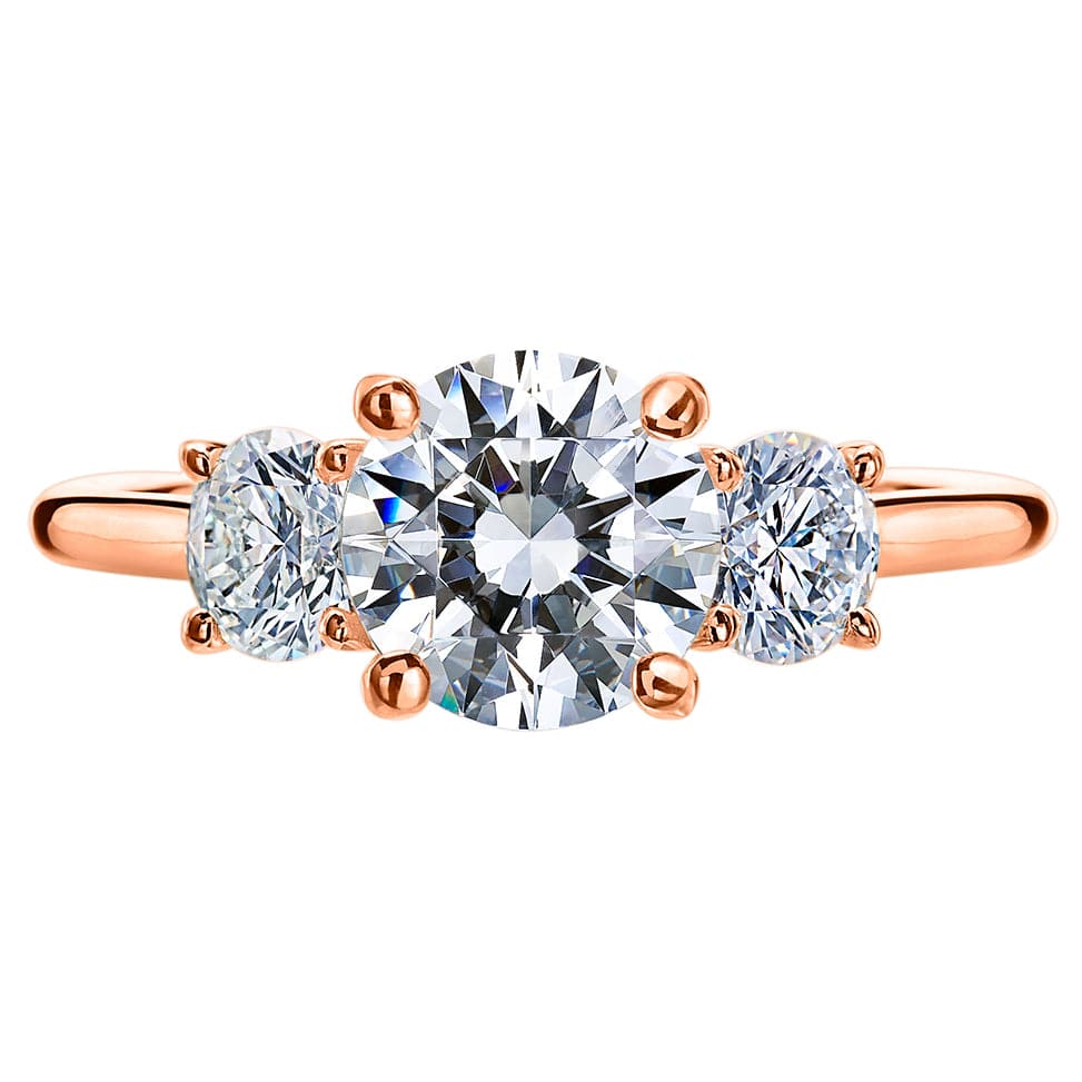 18K Yellow Gold 3 Stone Engagement Ring Setting