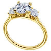 18K Yellow Gold 3 Stone Engagement Ring Setting