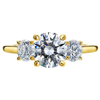 18K Yellow Gold 3 Stone Engagement Ring Setting