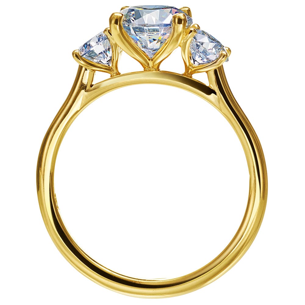 18K Yellow Gold 3 Stone Engagement Ring Setting