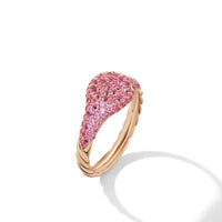 Petite Pavé Pinky Ring in 18K Rose Gold with Pink Sapphires