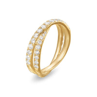 Pavé Crossover Ring 18K Yellow Gold with Diamonds, 6mm