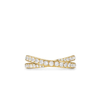 Pavé Crossover Ring 18K Yellow Gold with Diamonds, 6mm