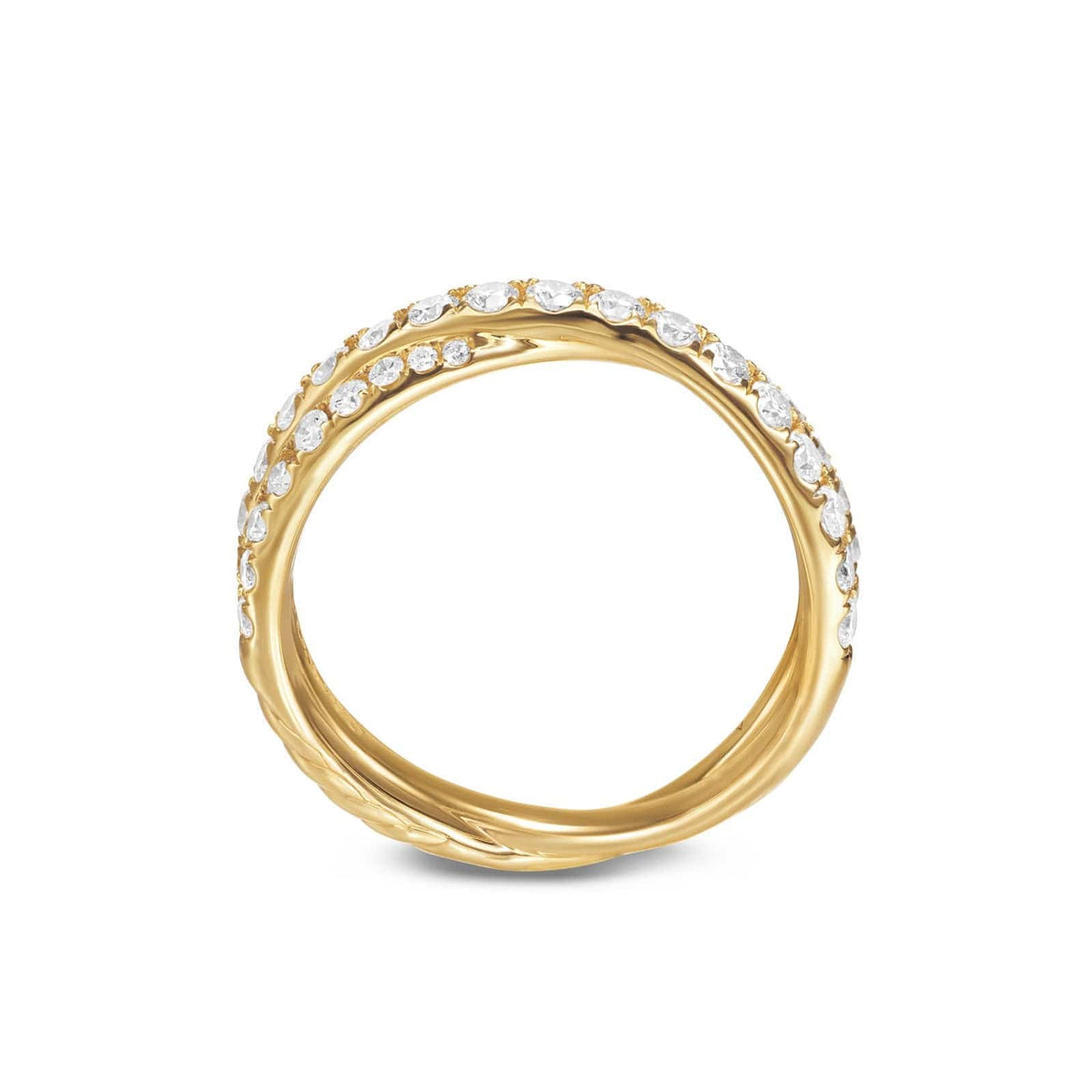 Pavé Crossover Ring 18K Yellow Gold with Diamonds, 6mm