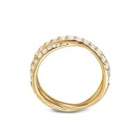 Pavé Crossover Ring 18K Yellow Gold with Diamonds, 6mm