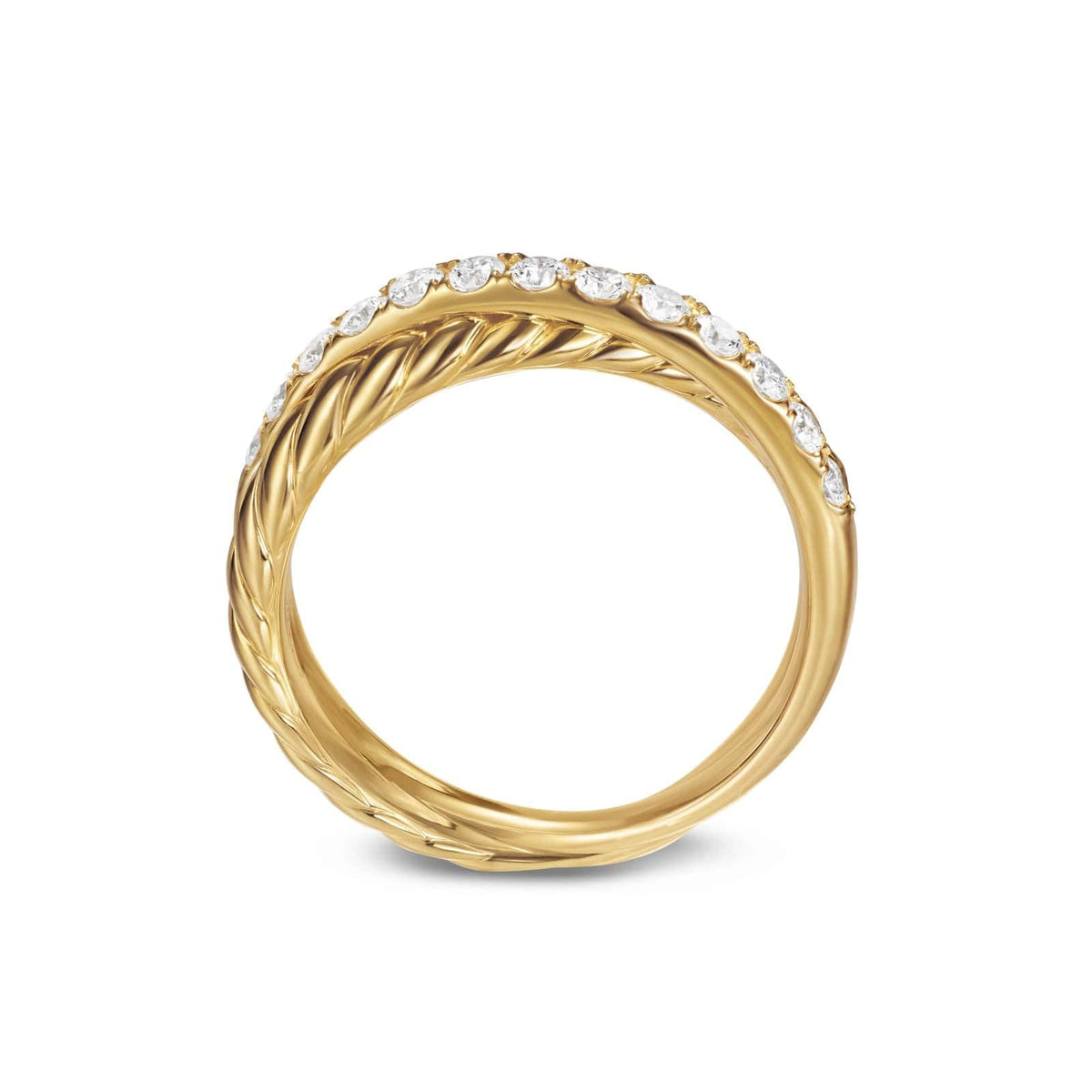 Crossover Two Row Ring 18K Yellow Gold with Diamonds, 5mm