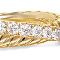 Crossover Two Row Ring 18K Yellow Gold with Diamonds, 5mm