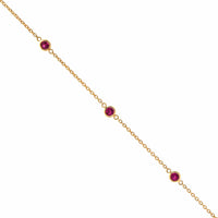 18K Yellow Gold Bezel Set Round Ruby Bracelet