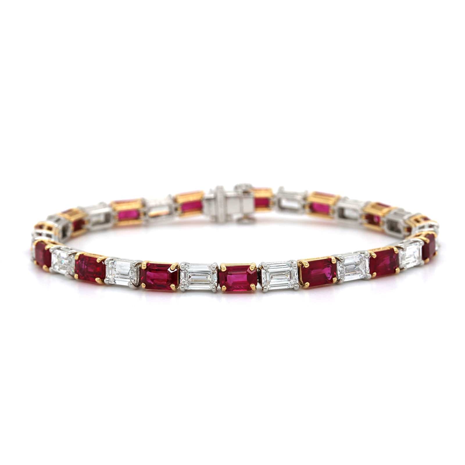 Platinum and 18K Yellow Gold Ruby and Diamond Bracelet