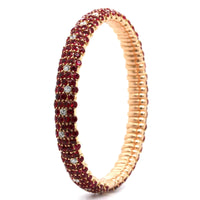 Zydo 18K Yellow Gold Prong Set Alternating Ruby & Diamond Stretch Bracelet