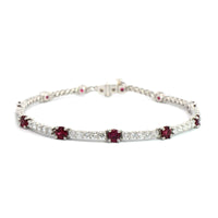Platinum Ruby & Diamond Line Bracelet