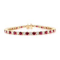 18K Yellow Gold Round Ruby and Diamond Bracelet