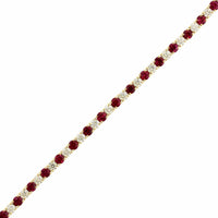 18K Yellow Gold Round Ruby and Diamond Bracelet