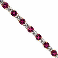 18K Yellow and Platinum Bezel Set Alternating Ruby and Diamond Bracelet