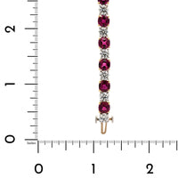 18K Yellow and Platinum Bezel Set Alternating Ruby and Diamond Bracelet