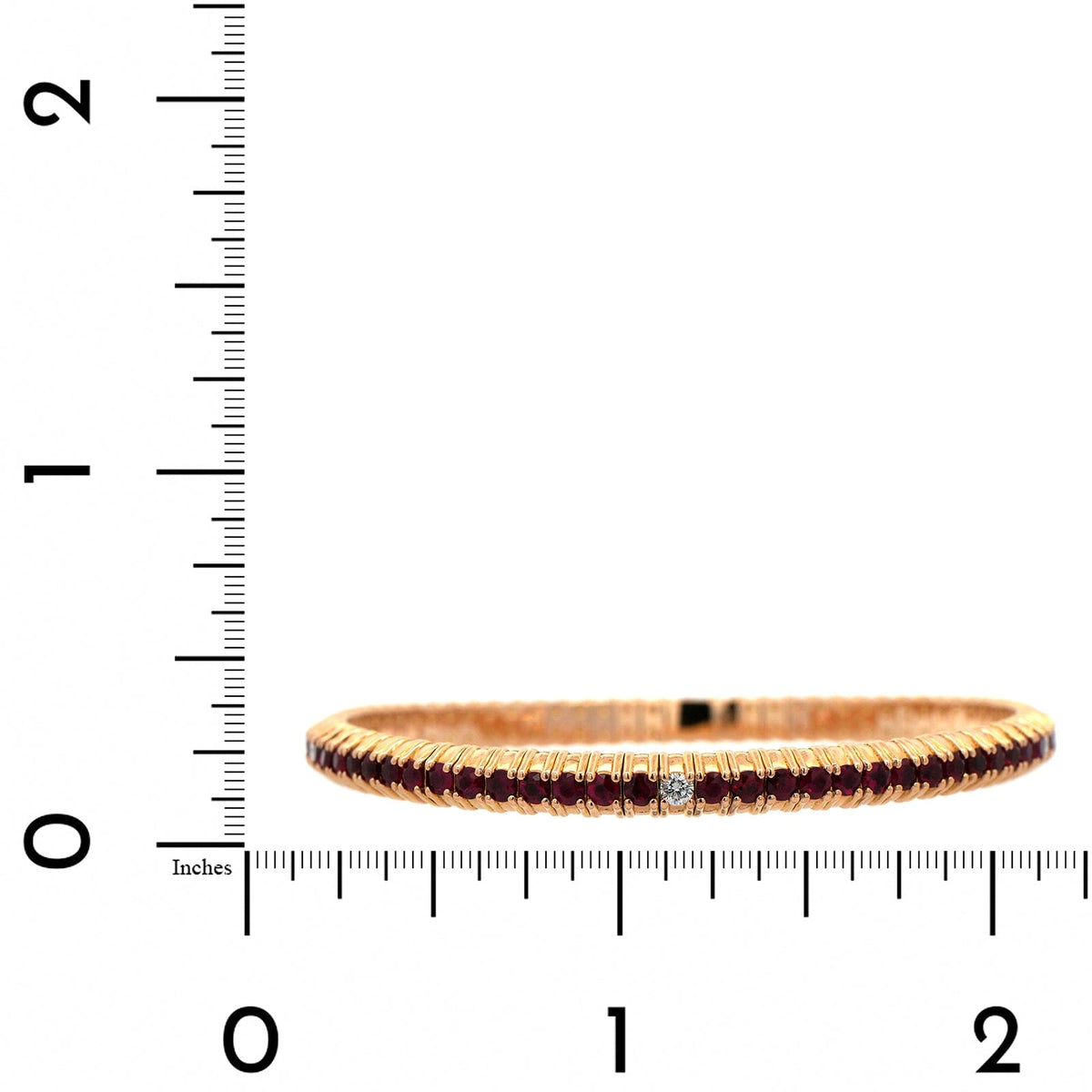Zydo 18K Rose Gold Ruby and Diamond Single Row Stretch Bracelet