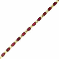 18K Yellow Gold Emerald Cut Ruby and Diamond Bracelet