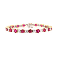 18K Yellow Gold Round Ruby and Diamond Bracelet