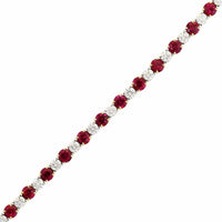 18K Yellow Gold Round Ruby and Diamond Bracelet