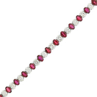 Platinum Alternating Oval Ruby and Diamond Tennis Bracelet
